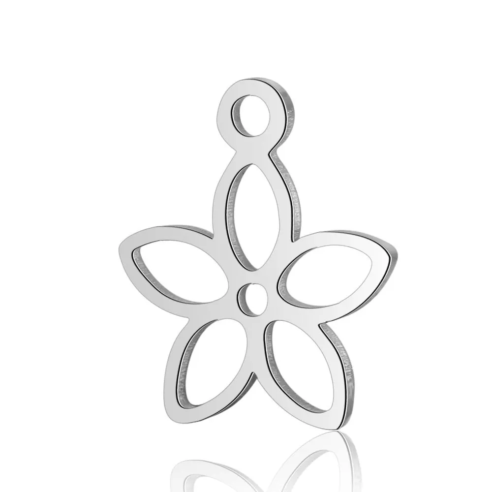 

5pcs Flower Stainless Steel Charm High Polished Stainless Steel Flower Pendant for DIY Necklace Bracelet Jewelry Making