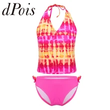 Комплект из 2 предметов, Детские Танкини с галстуком-краской Mambo для девочек, купальный костюм, купальник, купальные костюмы, одежда для лета, для серфинга, праздника