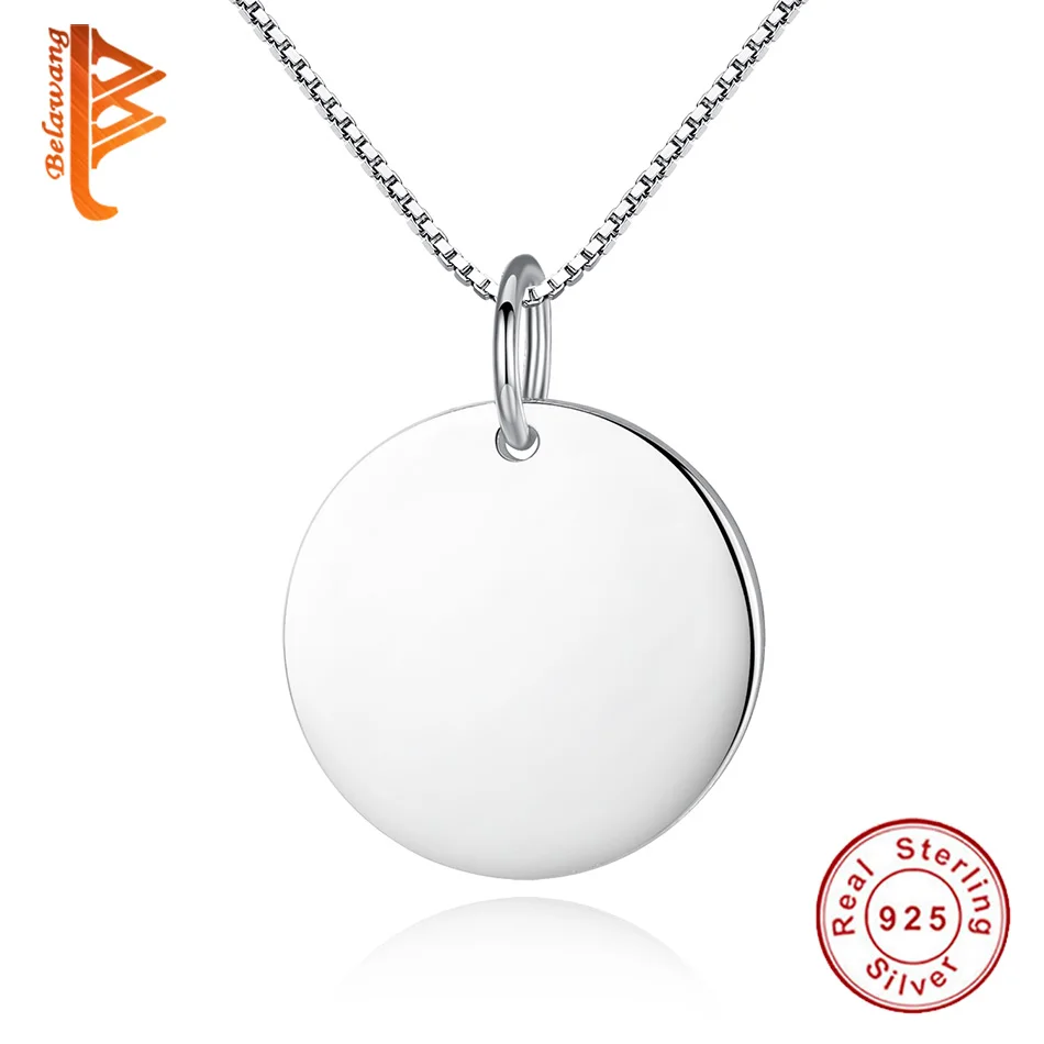 

BELAWANG 925 Sterling Silver Personalized Name Pendant Neckalce for Women Lovers Free Engrave Letter Custom Necklace Jewelry