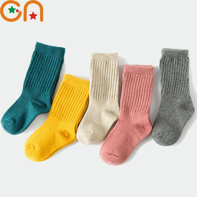 1-10 yrs boys girls fashion cotton socks baby cute toddler Keep warm socks children Solid Sports socks new year kids clothing CN