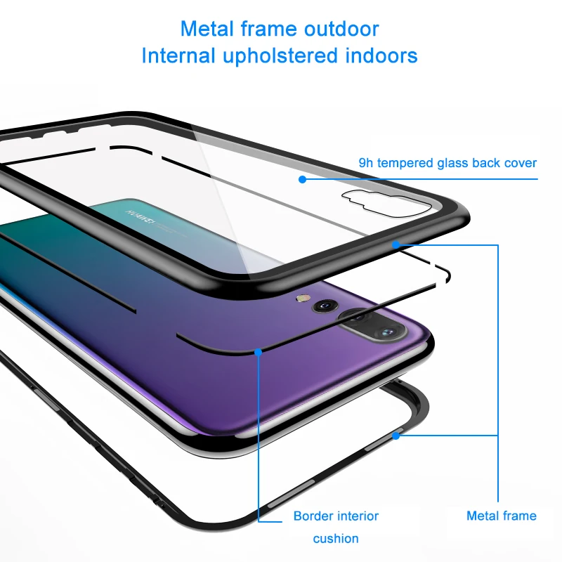 Магнитный чехол для телефона huawei Y9 P Smart+ Y6 Y7 Pro H9 закаленное стекло для P20 Pro P30 Lite P10 G10 Enjoy 9 Plus MAX