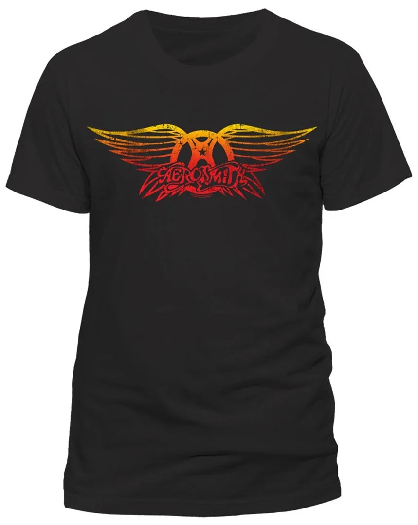 

Sleeves Cotton Free Shipping Crew Neck Aerosmith 'Vintage Logo Men Short Sleeve Compression High Quality T Shirts