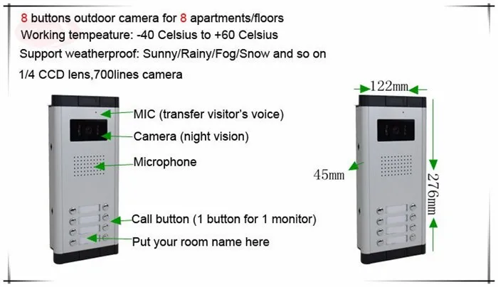 8 кнопок цветной видеодомофоны домофон системы s 7 lcd безопасности дверной Звонок для 7 квартиры + система контроля доступа + электронный