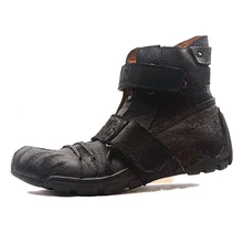 Retro Mens Leather Boots New Cool Footwear For Men Comfortable Combat Boots Wearable Fashion Men's Shoes 21#37D50