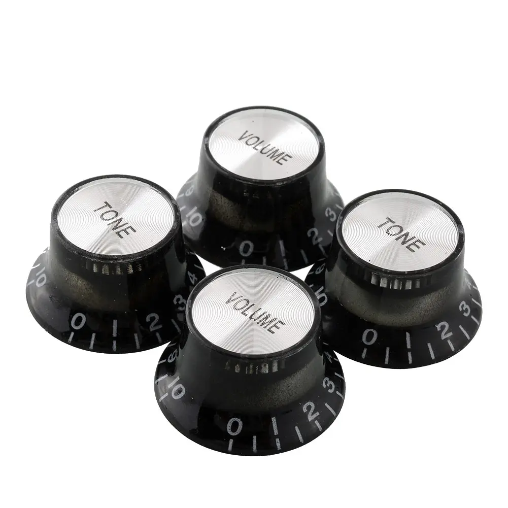 

4Pccs Black Dome Bell Shape Tone Volume Speed Knob Control For Electric Guitar