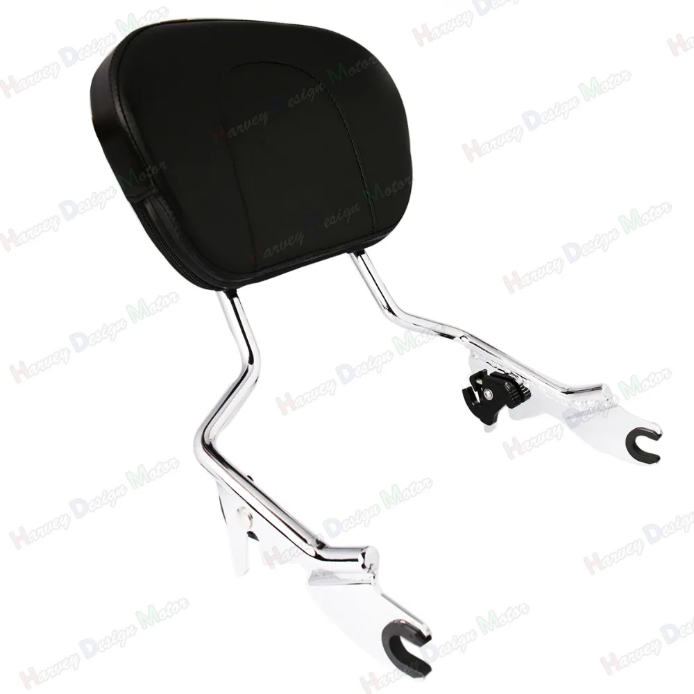 Chrome Sissy Bar Upright Passenger Backrest w/ Pad For Harley Touring