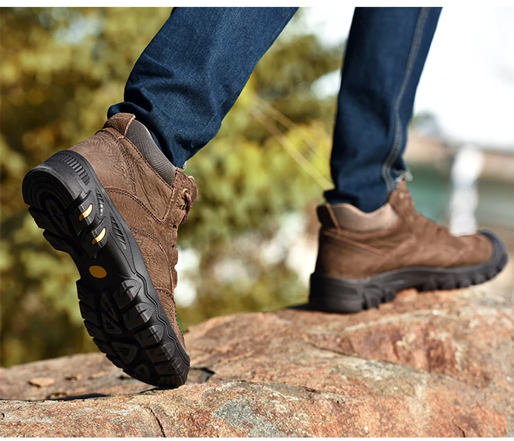 BACKCAMEL/мужские зимние водонепроницаемые резиновые ботинки из натуральной кожи; ботинки для отдыха; обувь в стиле ретро; теплая Мужская Уличная Повседневная обувь