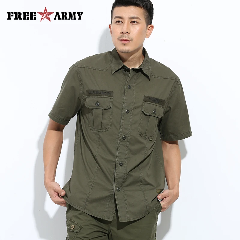 Free Army Brand Hot Mens Shirts Fashion 2017 Spring Short Sleeves ...