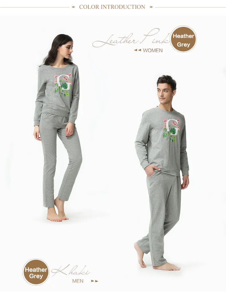 Осенние повседневные мужские Пижамные наборы хлопковый пижамный комплект для пары, Мужская футболка с круглым вырезом и длинными рукавами+ штаны, комплект из двух предметов