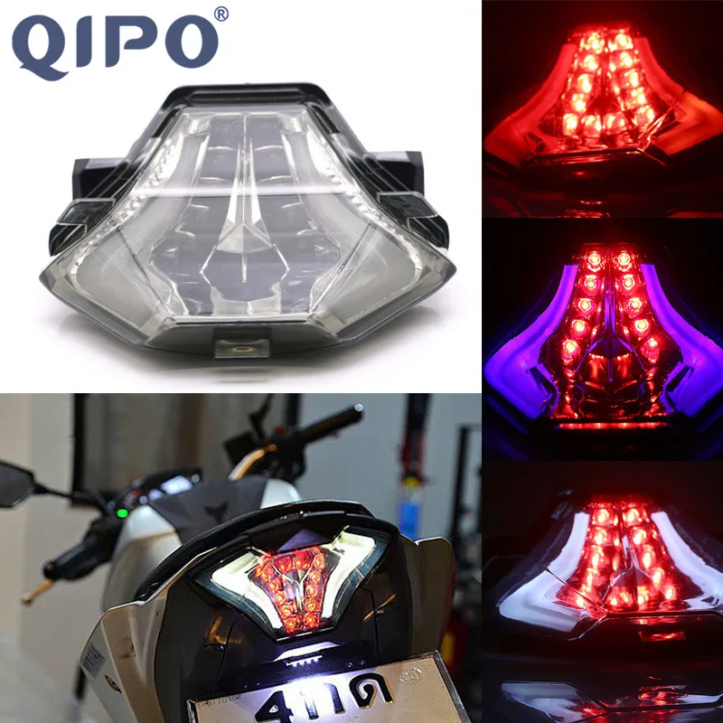 

QIPO Motorcycle Smoke Lens LED Integrated Brake Stop Warning Taillight+Turn Signals Tail Light For Yamaha R3 R25 MT07 2013 2014