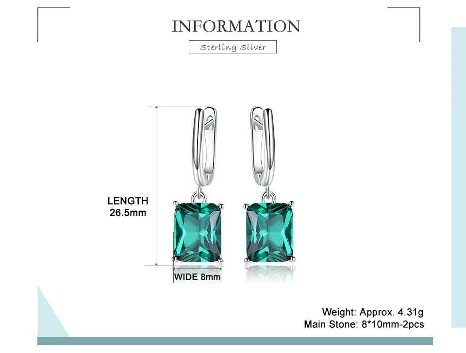 UMCHO &nbsp;&nbsp;Emerald 925 sterling silver earring for women EUJ094E-1-pc (2)