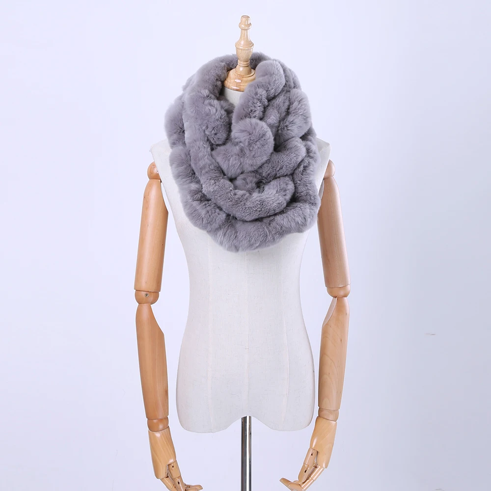 Женский шарф хомут зимний из натурального меха кролика хомут|scarf wrap|infinity scarfring scarf