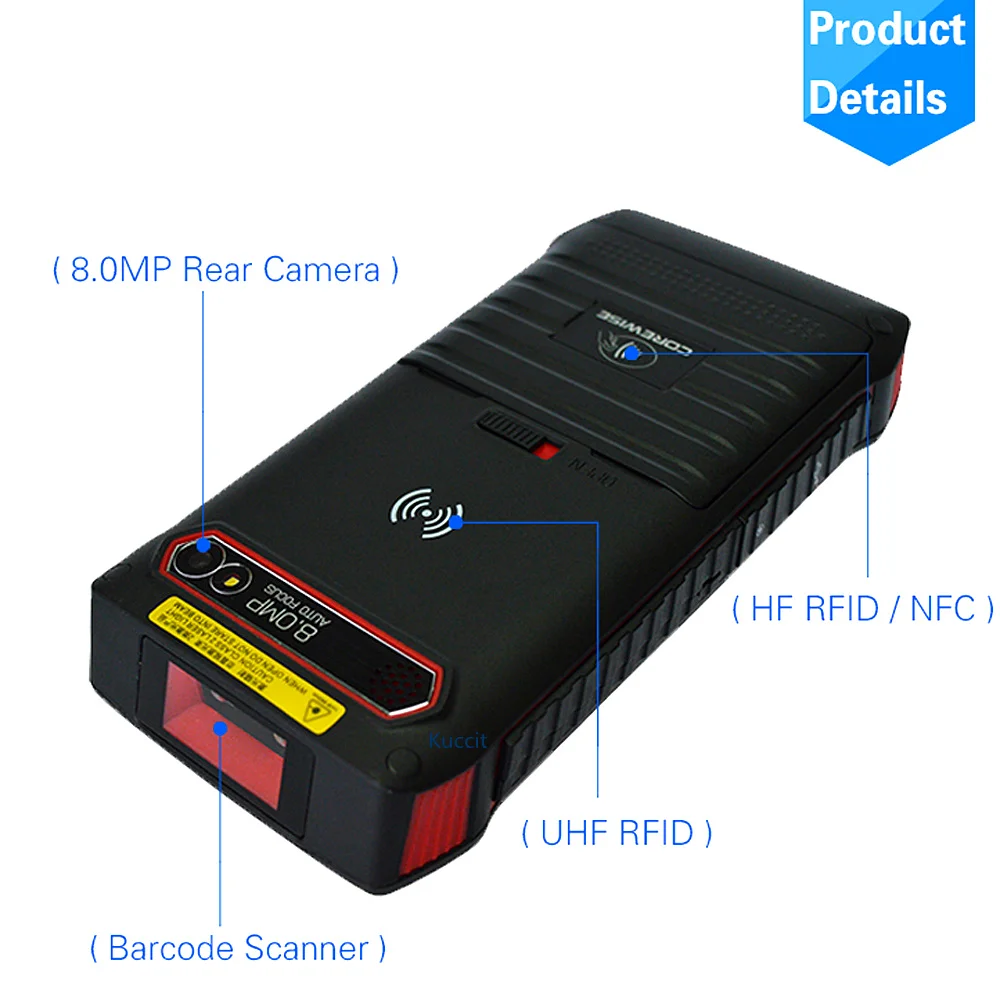 Считыватель отпечатков пальцев RFID UHF 1D 2D лазерный сканер штрих кодов Android 7 0