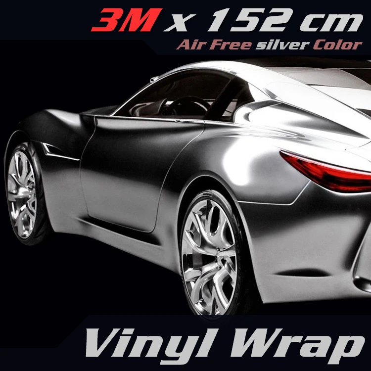 10 €//m² 3d Car Film High Gloss Metallic Silver 1500 x152 cm Glossy Bubbles