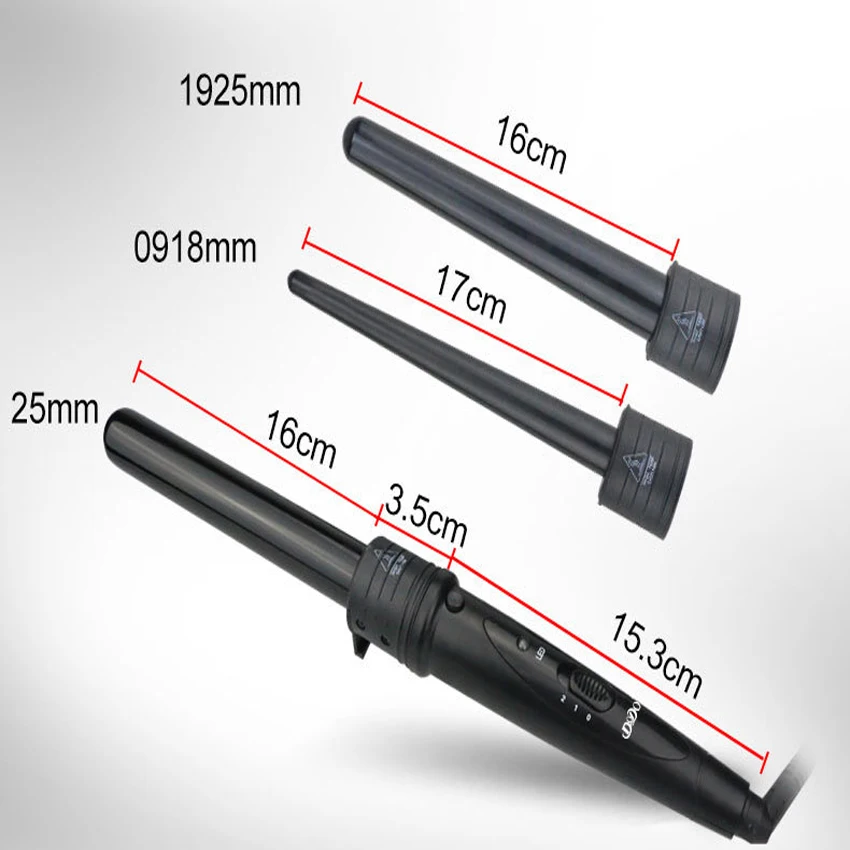Controle de Temperatura Digital Ferramentas Estilo Cerâmica Cone Cabelo Curling Iron Tong Rolo Curler Wand Frete Grátis 9 Bobs para cabelo