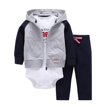 Sets 1 Hooded Zipper Coat + Pants + Romper Fashion Cotton 2018 Baby Boy Girl Clotheschildren Boys Cute Clothing Free Shipping