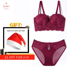 

Adjustable Minimizer Elegant Ladies Lace Lift Bra Underwear Set Push Up Gather Bras Panties Kit Half Cup Brief Sets Women Linen