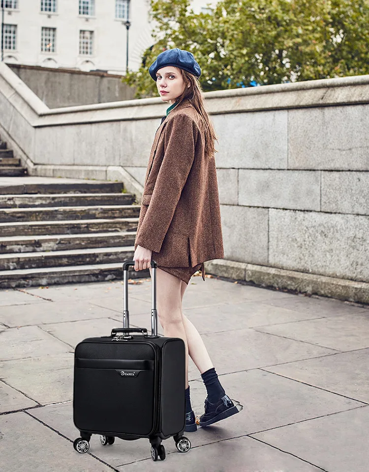 Unisex Business Travel Rolling Luggage Spinner Wheels 18 inch Suitcase Airplane Clothing Carry On Trolley Luggage (4)