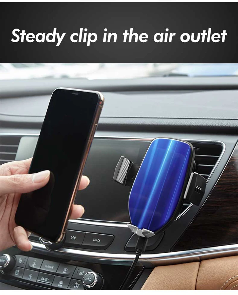 12Qi Charging Holder Fast Charging Car Wireless Mobile Phone Charger 