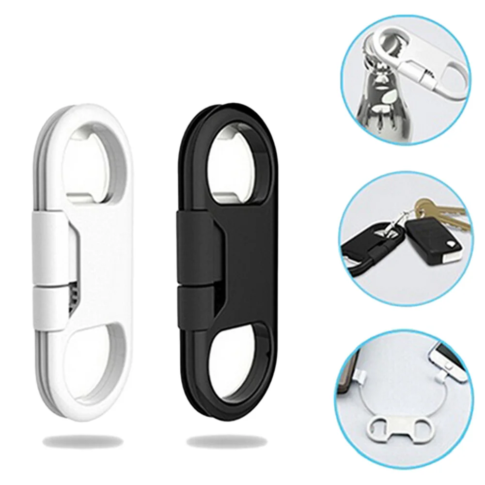

Beer Bottle Opener Keychain Data Cable USB Charging Cable Portable Multifunction Data Cable For IOS Phone