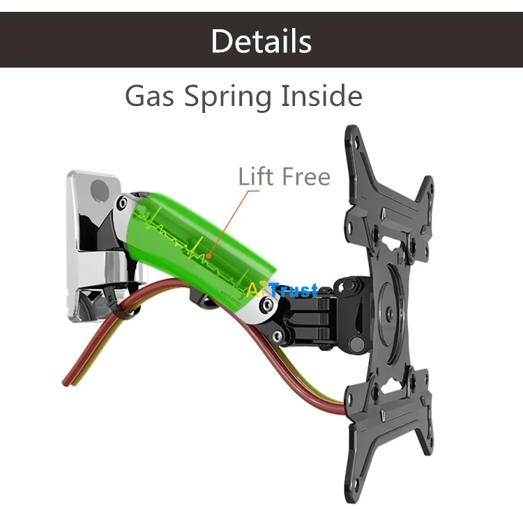 NB F200 ТВ настенный кронштейн 30-40 дюймов монитор кронштейн держатель газовая пружина свободный подъем полный движение алюминиевый сплав вращающийся VESA стенд