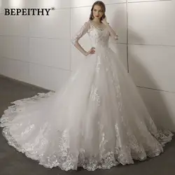 Vestido De Novia рукава три четверти кружево свадебное платье 2019 открытой спиной старинные свадебные платья бальное Лидер продаж