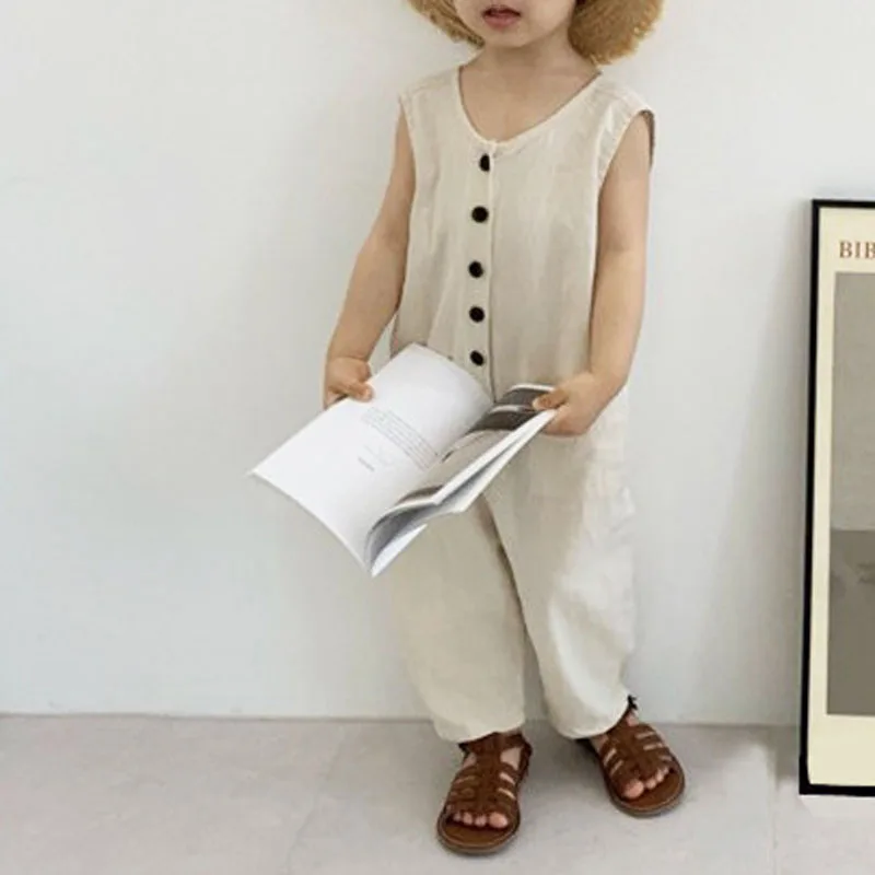 

MILANCEL kids overalls Korean girls jumpsuits sleeveless boys overalls fashion outfit for 2-7 years