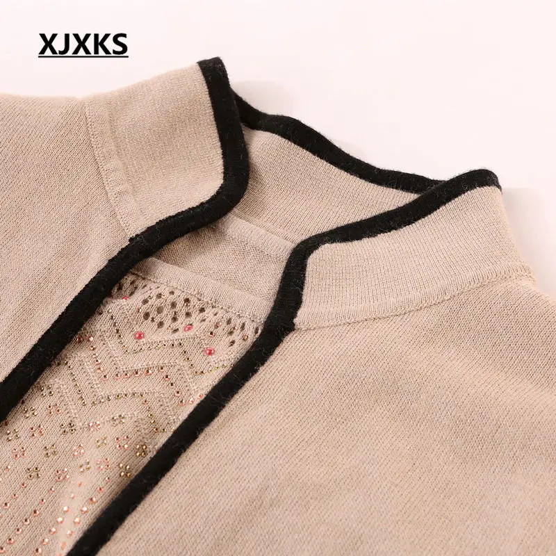 XJXKS, женский кардиган, осень и зима, шерстяной кардиган, действительно два предмета, свободный свитер высокого качества размера плюс S-5XL