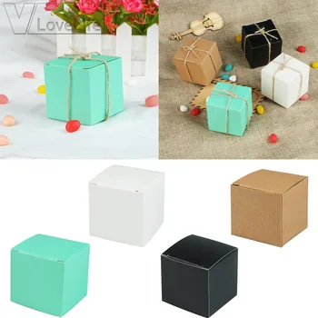 

25pcs Square Paper Jewellery Gift Boxes Wedding Candy Box Favors Party Birthday Packing Decor 2" x 2" x 2"