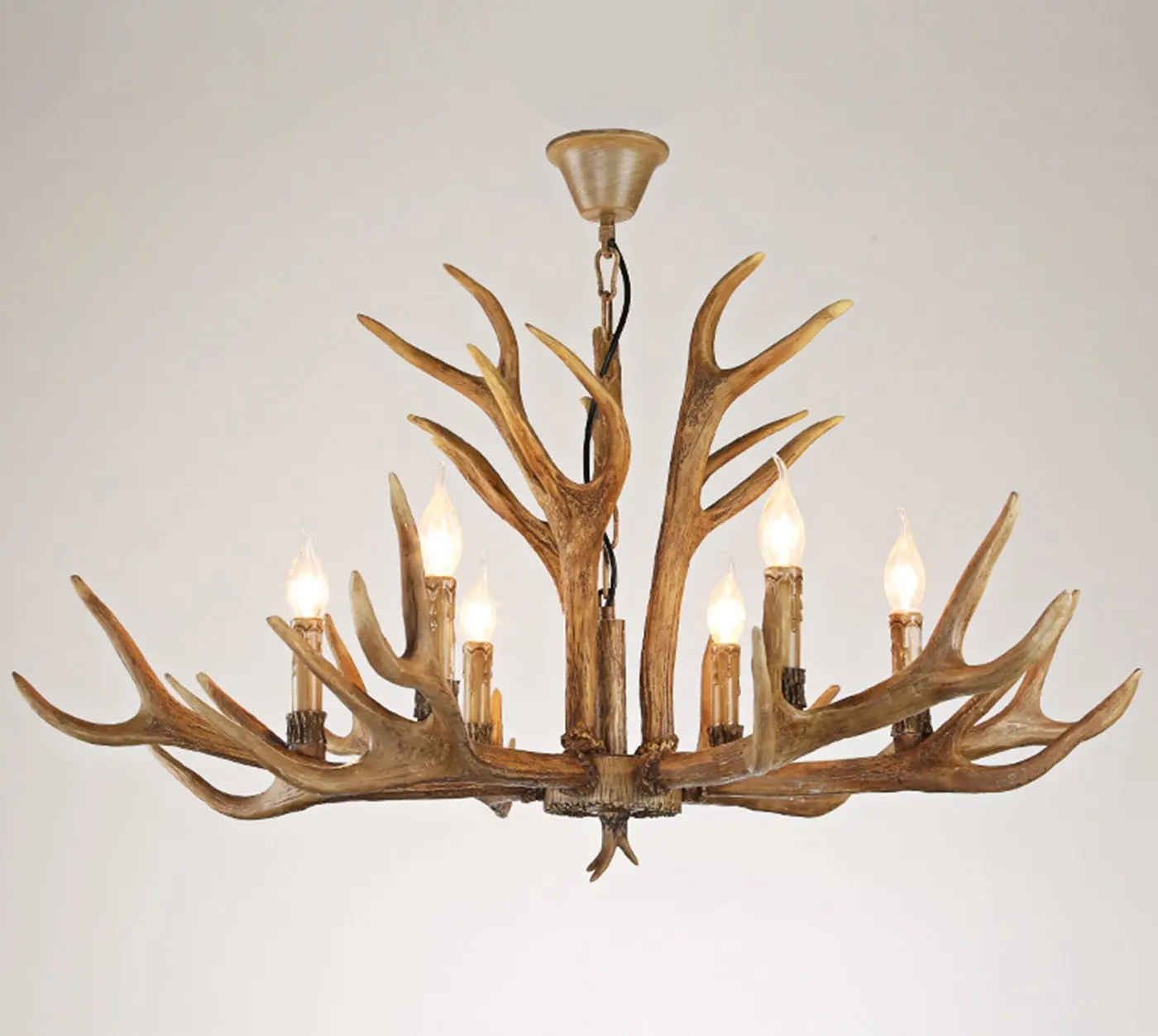 New 8-Heads Deer Antler Chandelier Resin Pendant Lighting Vintage Ceiling Light 