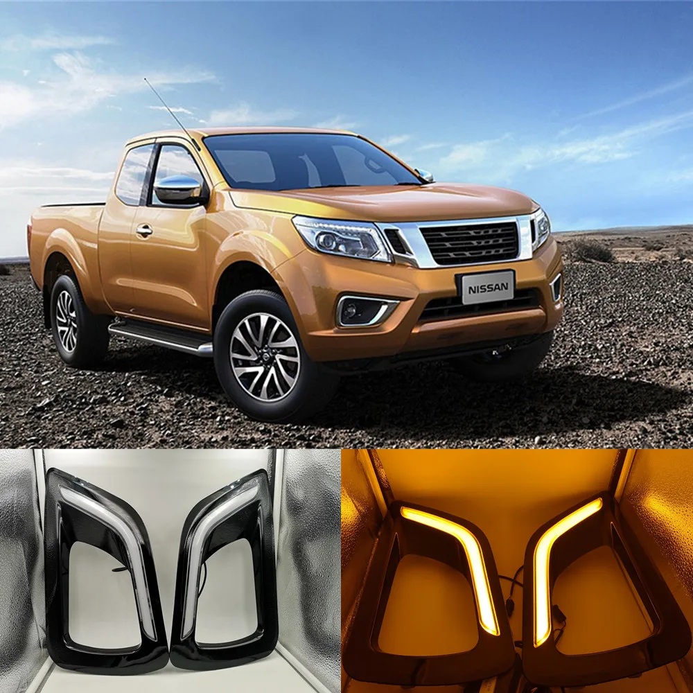 

CSCSNL 1 set LED Daytime Running Light ABS fog lamp cover with Turn Signal lights For Nissan Navara NP300 2015 2016 2017 2018