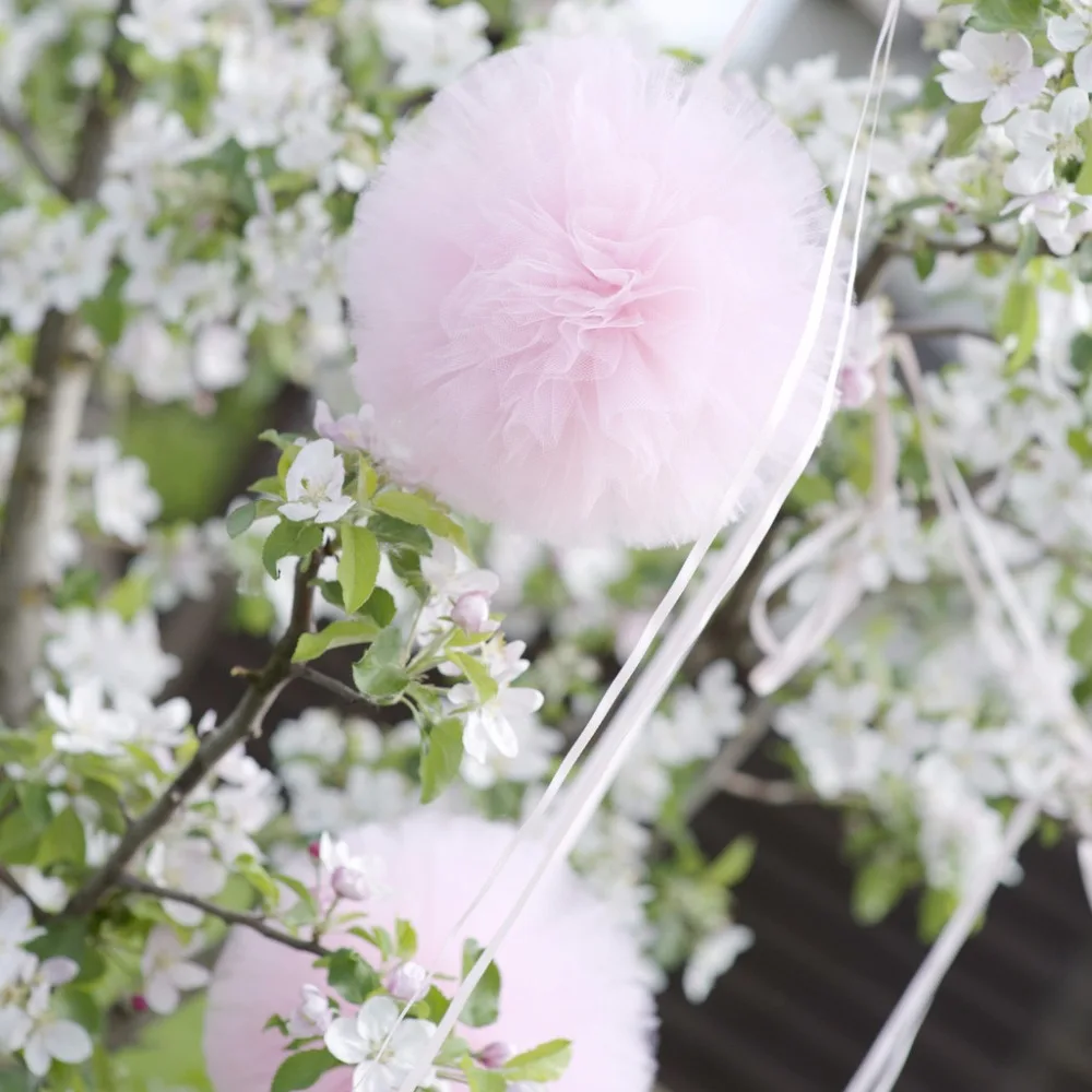 Set of 10 mixed size custom color tulle pom poms party set