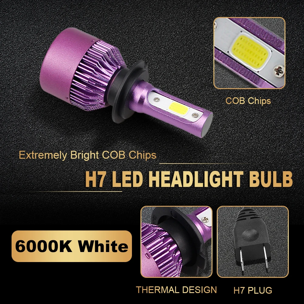  SULUCAR  12V Car Headlight H4 LED H7 H1 H3 H11   9005  72W 8000LM 6500K Light Bulbs Automobile Front Head Bulb accessories