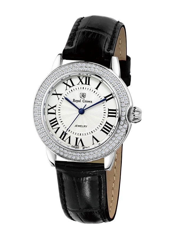 

Royal Crown Jewelry Watch 6119L Italy brand Diamond Japan MIYOTA platinum Fashion Luxury Watch Diamond Lady WristWatches Dress
