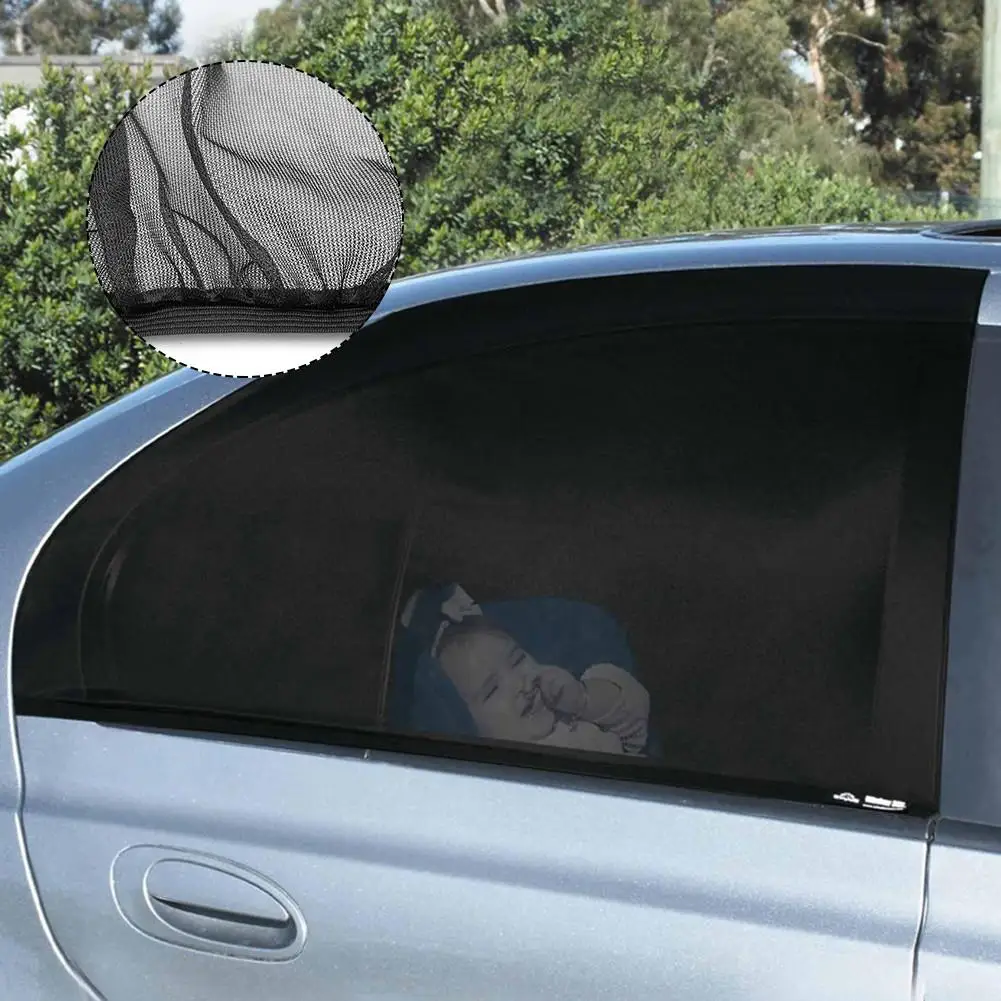 

2PCS Universal Anti-UV Insulated Side Window Sunshade Fit Car Side Window Curtain Sun Shade Cars Black Mesh