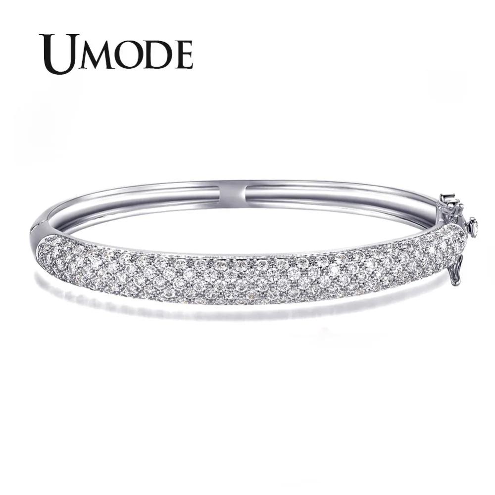 

UMODE Роскошные вечерние ювелирные изделия белого золота цвет 129 Шт 0.03ct CZ имитация CZ камень паве браслеты для женщин UB0039B