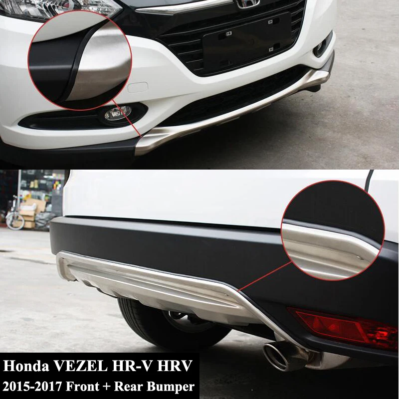 

JIOYNG For Honda VEZEL HR-V HRV 2015-2017 Front + Rear Bumper Diffuser Bumpers Lip Protector Guard skid plate Stainless steel