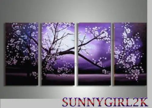 

NO frame Cherry Blossom 4pc Abstract Hand Painted on Canvas Wall DECOR Art Oil