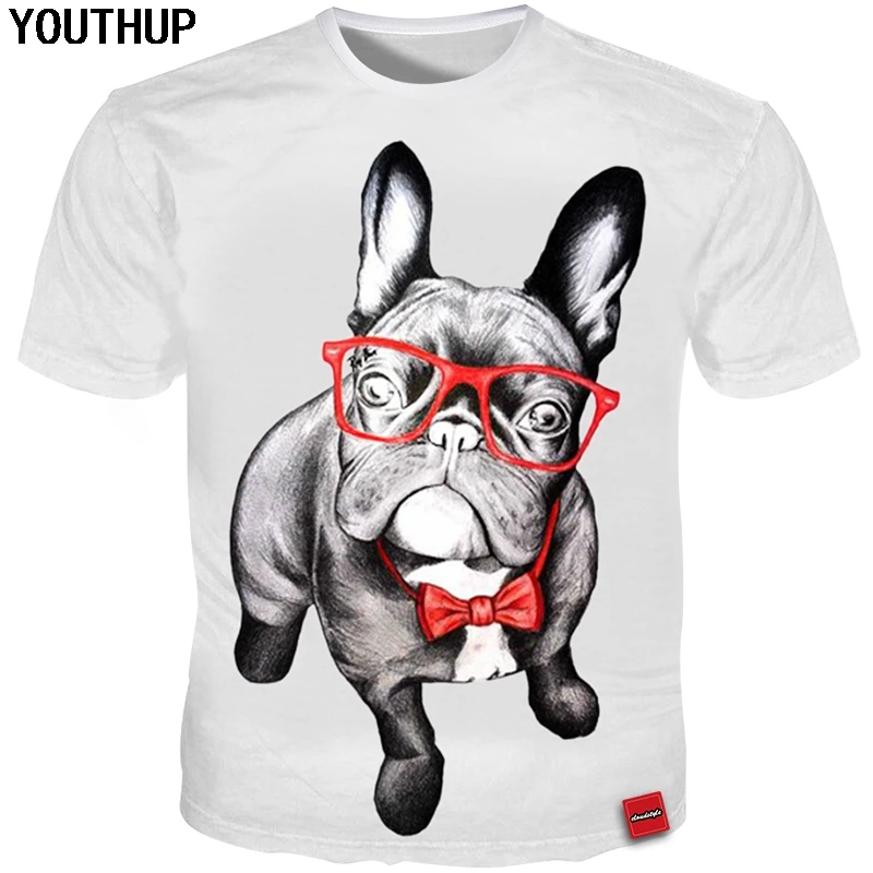 

YOUTHUP 2018 New Design Summer Men T Shirts French Bulldog 3D Print Animal T Shirt Men Cool Tees Tops Plus Size 3d Funny T Shirt