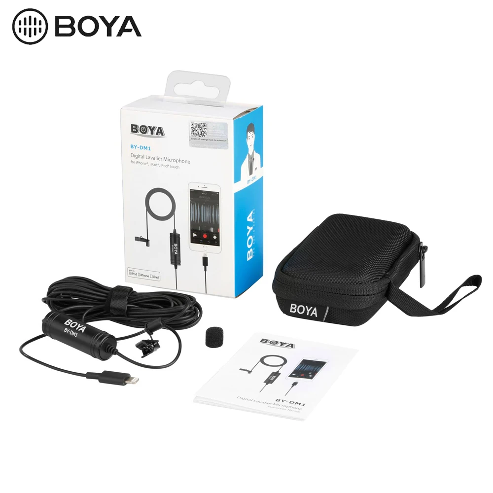 Boya By-Dm1 Профессиональный петличный микрофон для Iphone X/8/8 Plus/7/7 Plus Ipad Mini 4/3/2 Ipad Pro Ipad Air 2 Ipod Touc