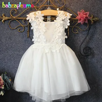 

2-6Years/Summer Korean Kids Clothes Baby Girls Dress White Lace Flower Tutu Sleeveless Princess Dresses Children Clothing BC1165