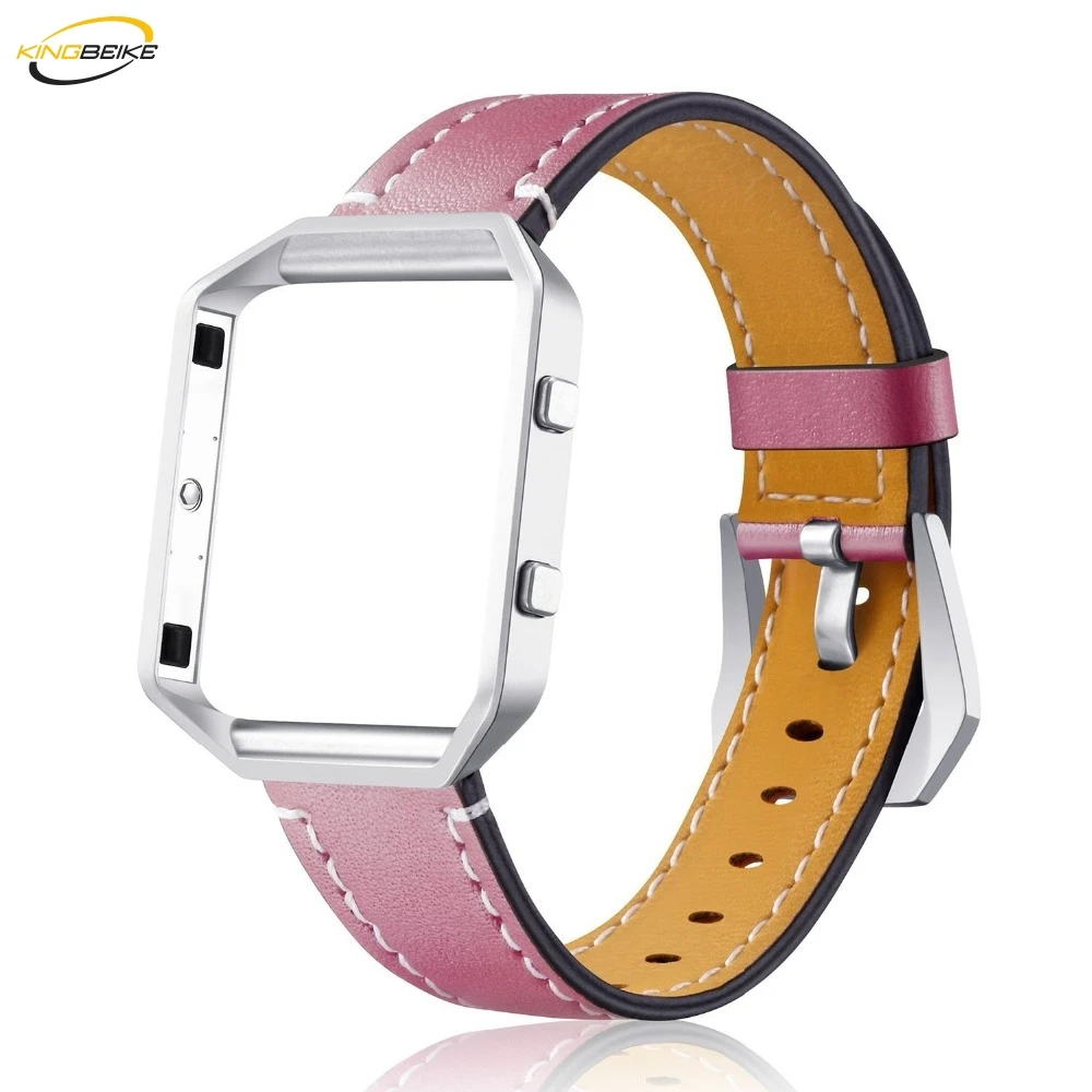 

KINGBEIKE Fashion Leather Watchband+Frame For Fitbit Blaze 7 Colors Protective Sleeve Case Bracelet Smart Watches Band