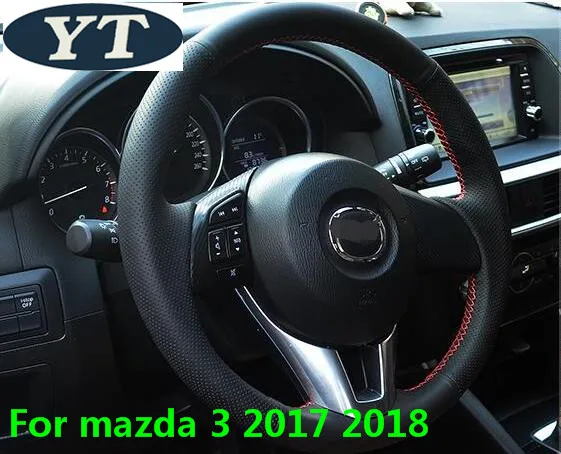 Top layer leather auto streering wheel cover for mazda 3 2017 2018 car styling | Автомобили и мотоциклы