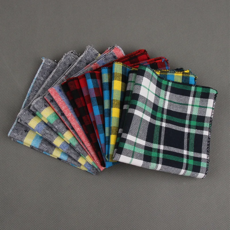 

Mantieqingway Causal Striped & Plaid Pocket Square Printed Hankies Chest Towel Brand Mens's Cotton Handkercheifs for Wedding