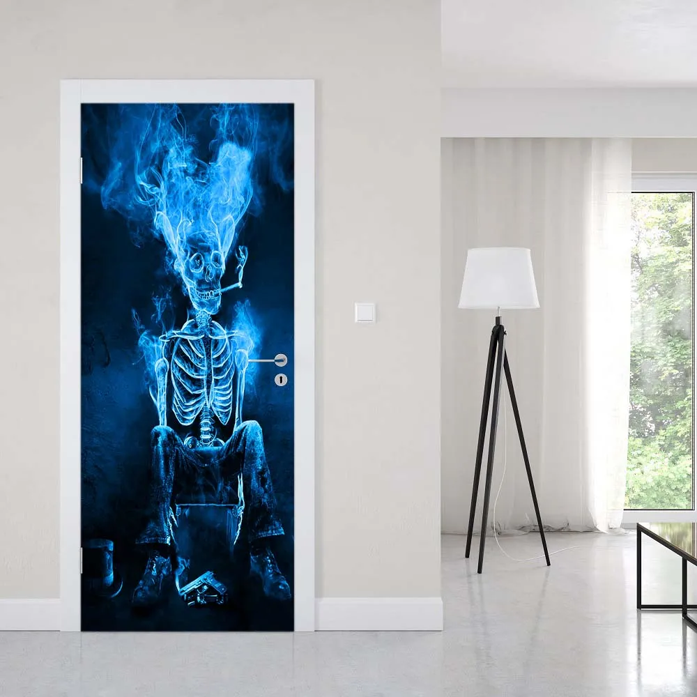 

Creative Door Sticker Halloween Skull On WC For Living Room Bedroom PVC Self Adhesive Wallpaper Waterproof Renew Wall Stickers