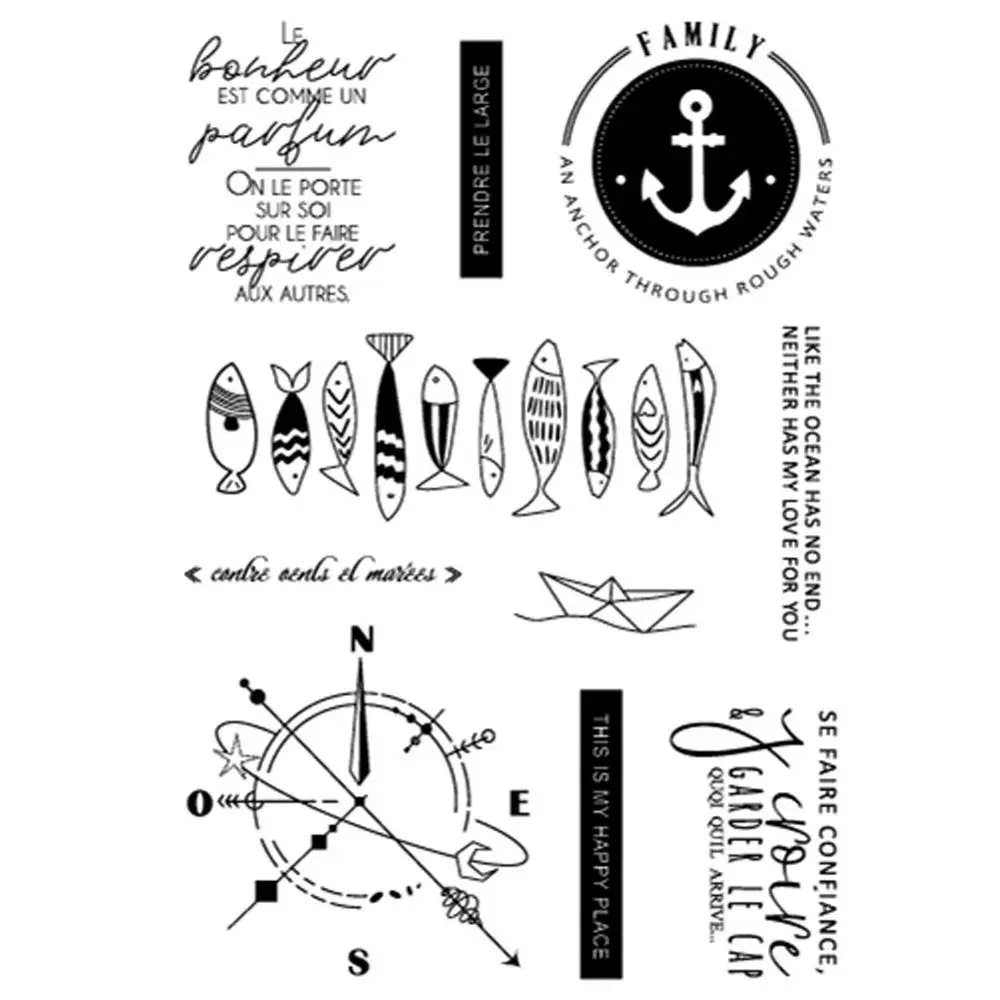 

French Fishing Transparent Clear Stamps for Scrapbooking Paper Cards Making