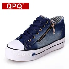 QPQ Free Shipping 2017 New Canvas Shoes Fashion Leisure Women Shoes Female Casual Shoes Jeans Blue