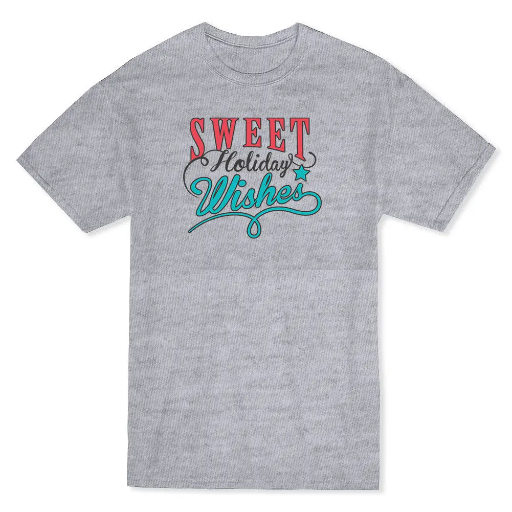 Sweet Holiday Wishes Red And Blue Graphic Text Men's Heather Grey T-shirt Sleeve T Shirt Summer Men Tee Tops Clothing