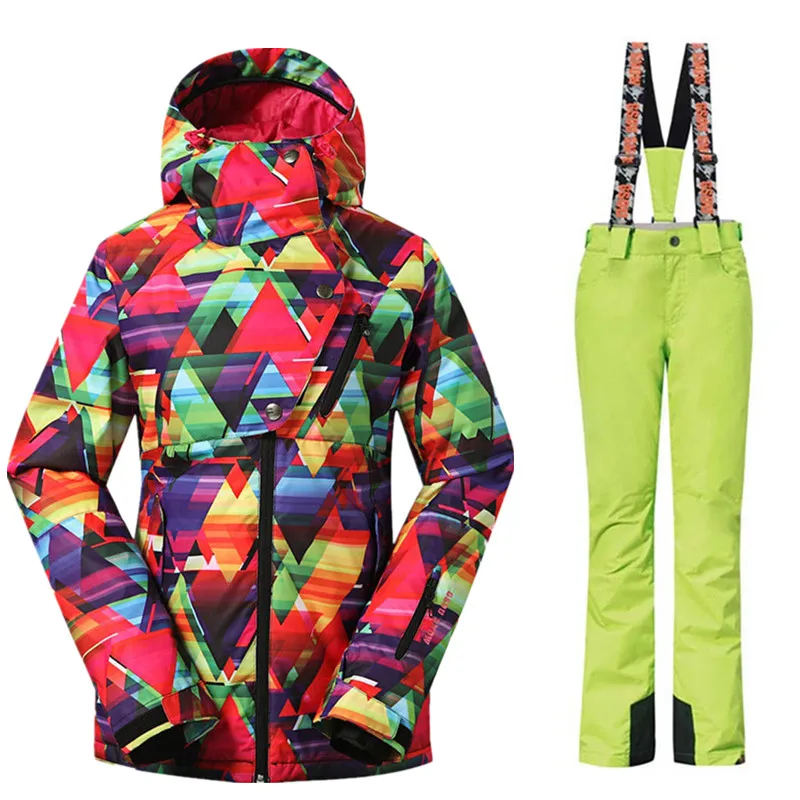 

High Quality woman Snow suit sets Snowboarding jackets Outdoor Sports skiing suit sets Waterproof Warm Costume Ski jackets+pants