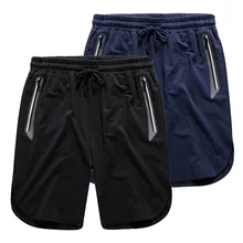 Летние мужские блестящие шорты для спортзала Короткие штаны для фитнеса однотонные мужские повседневные шорты для мальчиков с карманами на молнии